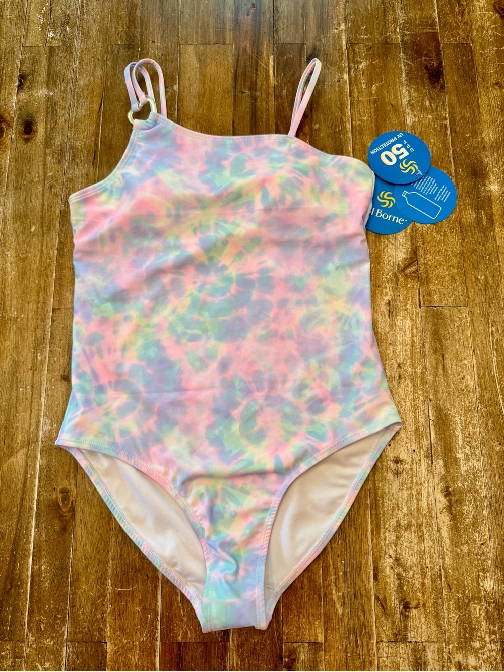 Sol Borne Brand Girls One-Piece Pastel Tie-Dye Swimsuit Sz 14/16